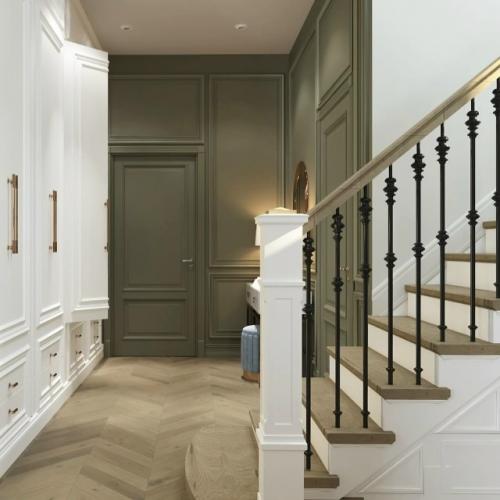 Шикарный интерьер загородного дома поражает своей изысканной сдержанностью и утончённой палитрой. 03