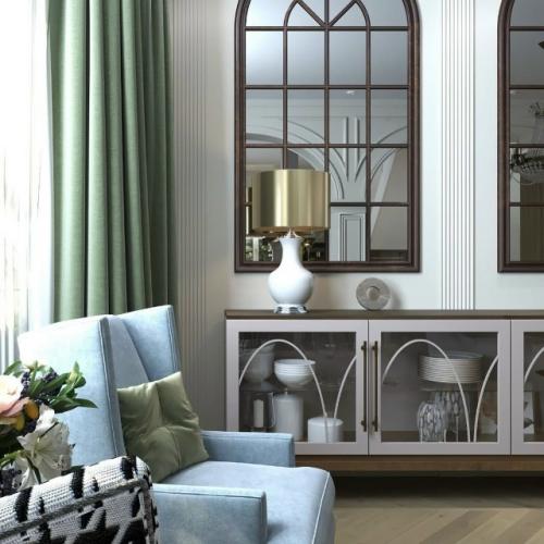 Шикарный интерьер загородного дома поражает своей изысканной сдержанностью и утончённой палитрой. 01