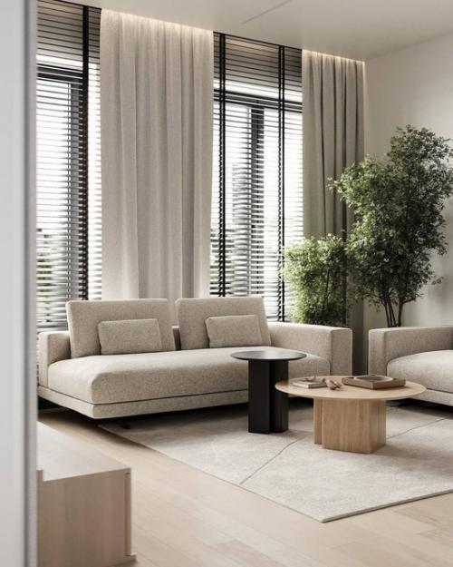 Аскетичный, но в тоже время уютный интерьер кухни - гостиной. 02