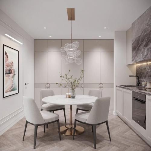 Современный дизайн 2-х комнатной квартиры, выполненный в бежевых тонах. 01