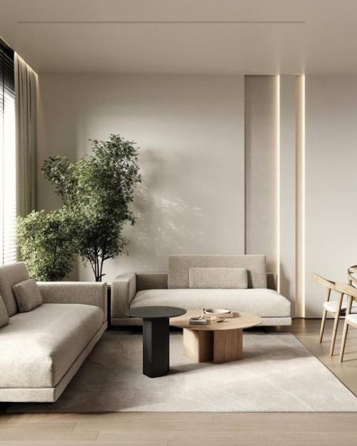 Аскетичный, но в тоже время уютный интерьер кухни - гостиной. 03