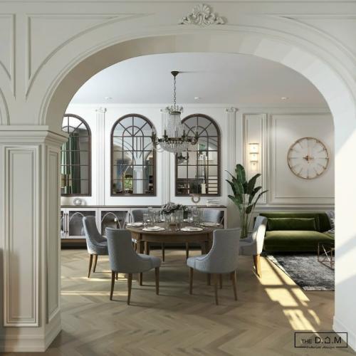 Шикарный интерьер загородного дома поражает своей изысканной сдержанностью и утончённой палитрой. 08