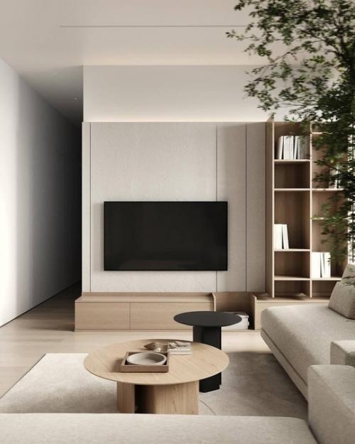 Аскетичный, но в тоже время уютный интерьер кухни - гостиной. 05