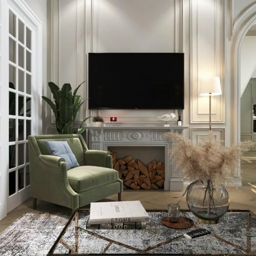 Шикарный интерьер загородного дома поражает своей изысканной сдержанностью и утончённой палитрой. 09