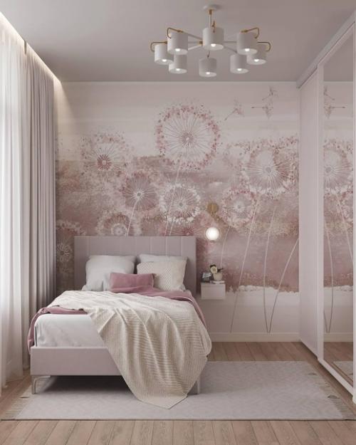 Светлый и уютный интерьер небольшой комнаты в единой цветовой гамме. 01