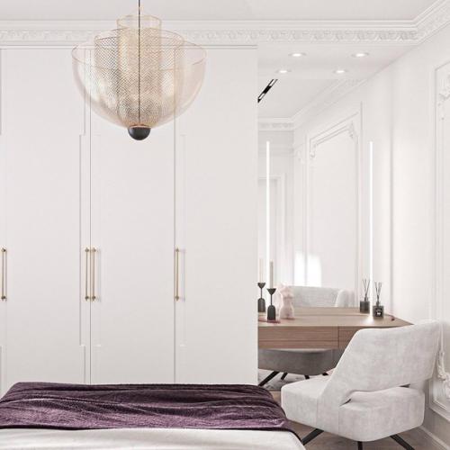 Как вам сочетание цветов и яркие сиреневые акценты в этом светлом интерьере квартиры? 08