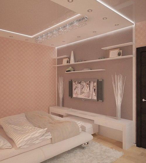 Интерьер спальни для молодой девушки с угловым гардеробом, г. Санкт-петербург. 01