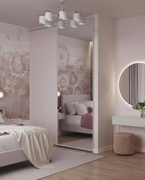 Светлый и уютный интерьер небольшой комнаты в единой цветовой гамме. 04