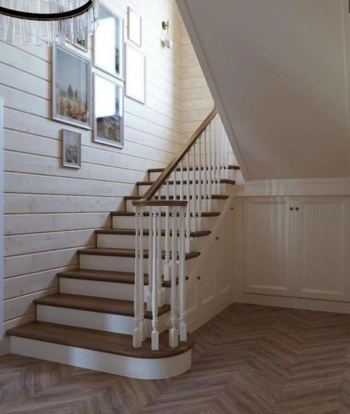 Дизайн холла в доме из профилированного бруса строится на подчёркнутой естественности и ощущении тёплого, Живого пространства. 03