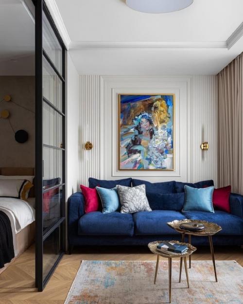 Интерьер квартиры площадью 44 м 2. получился оригинальном дизайн - проекте. 02