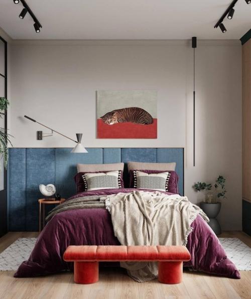 Дизайн спальной комнаты в ярких красках. 04