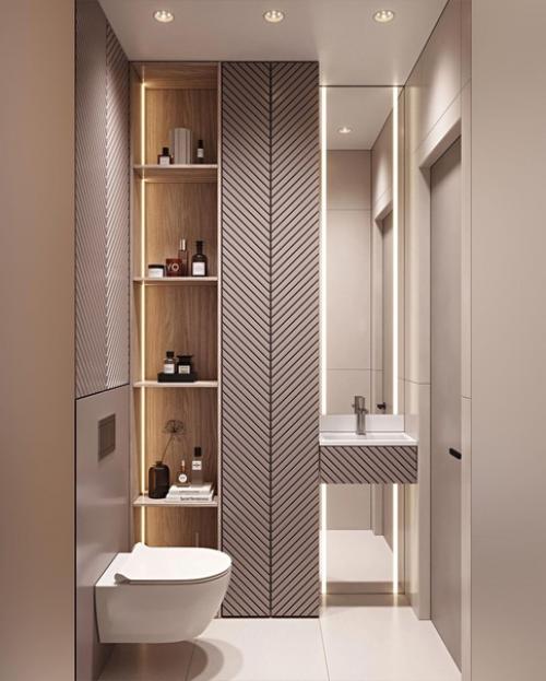 Дизайн - проект небольшого санузла в современном стиле. 01