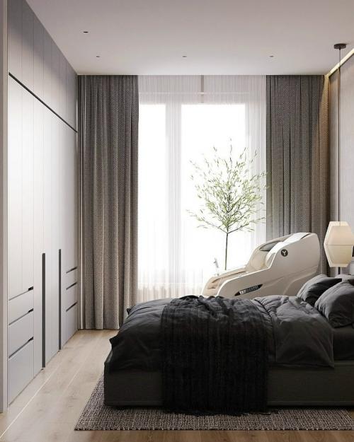 Просторная спальня настоящим оазисом уюта и спокойствия стала. 06