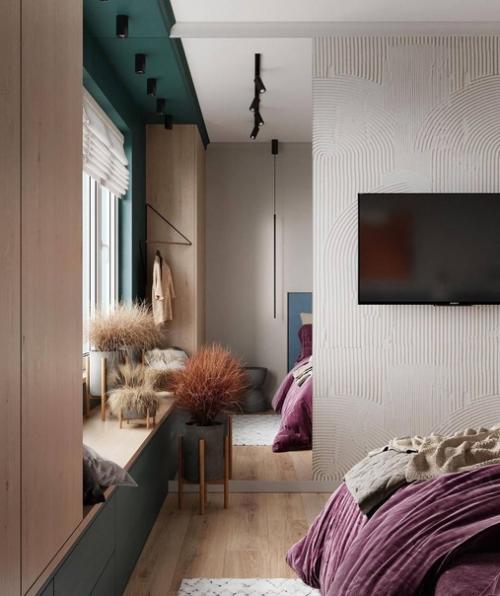 Дизайн спальной комнаты в ярких красках. 03