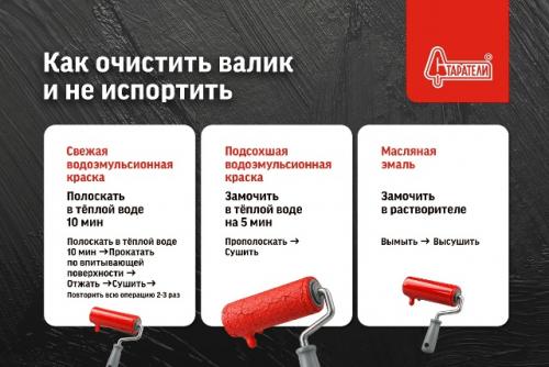 Будет как новый: мы очищаем валик от краски.

