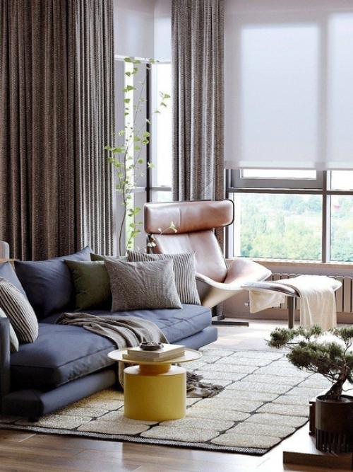 Десять кадров интерьера уютной кухни - гостиной в тёплых тонах. 06