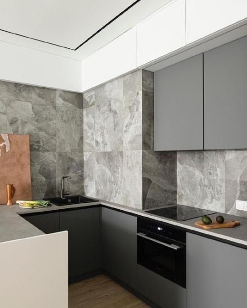 Современный стильный монохромный интерьер квартиры, площадью 45 м. 03