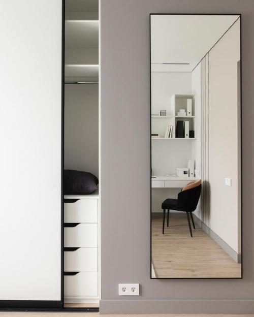 Современный стильный монохромный интерьер квартиры, площадью 45 м. 04