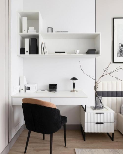 Современный стильный монохромный интерьер квартиры, площадью 45 м. 02