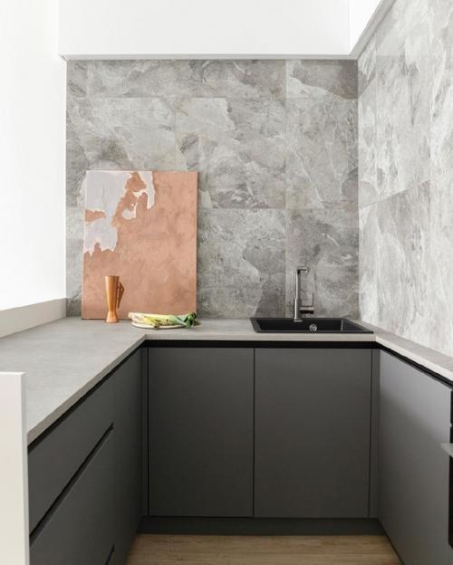 Современный стильный монохромный интерьер квартиры, площадью 45 м. 06