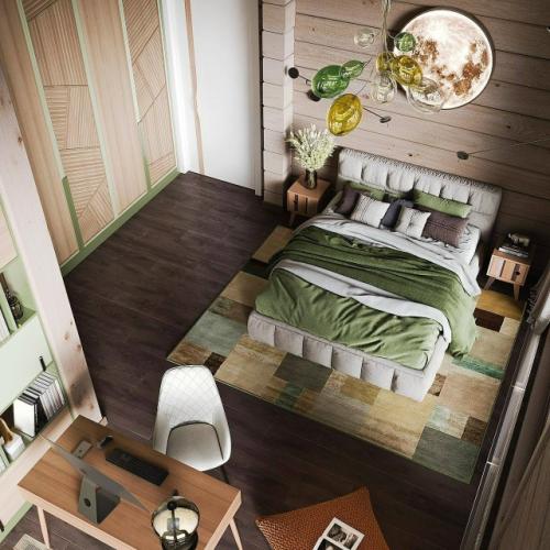 Современное пространство, где сочетаются уют натурального дерева и характер молодого хозяина. 02