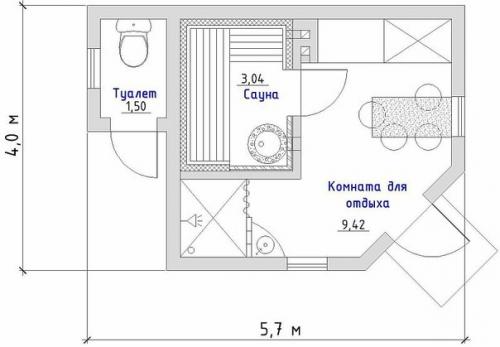 Проект сауны Банька на 4 человека. 04 Проект сауны Банька на 4 человека. 04
