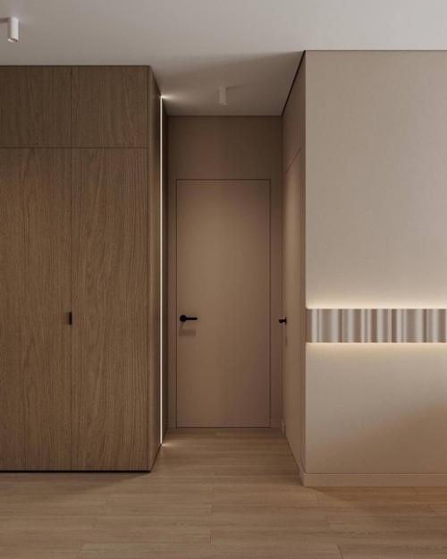 Интерьер кухни - гостиной в теплых тонах создает приятную и уютную атмосферу, идеальную для семейного отдыха и приема гостей. 04