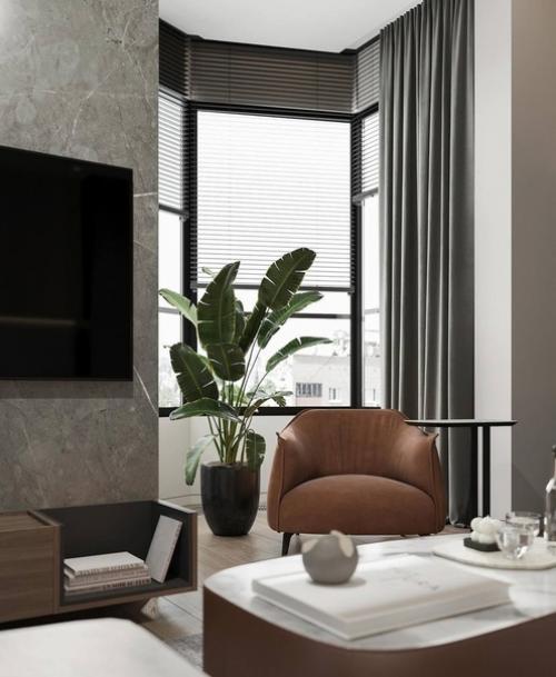 Интерьер кухни - гостиной с интересным сочетанием оттенков и фактур. 09