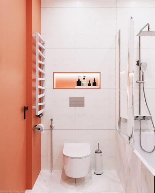 Яркий и насыщенный интерьер ванной комнаты. 03