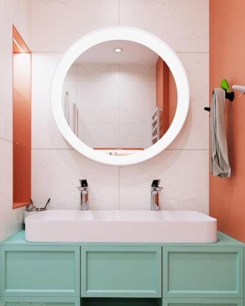 Яркий и насыщенный интерьер ванной комнаты. 02