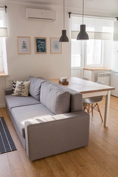 Кухня - гостиная в скандинавском стиле после ремонта. 05