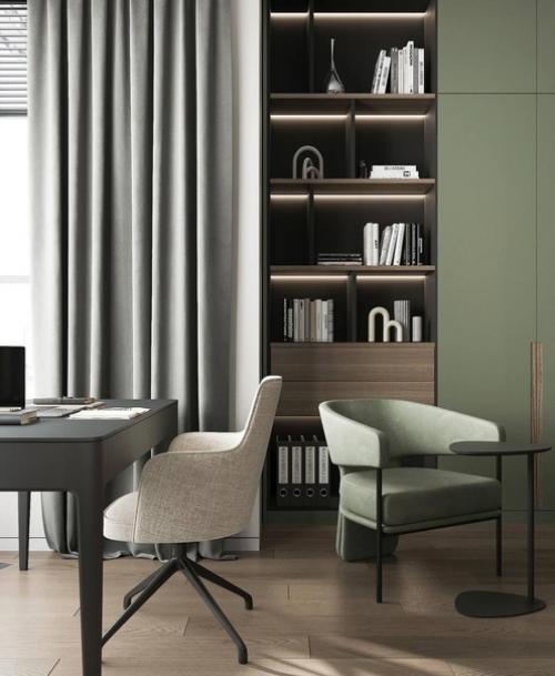 Интерьер кухни - гостиной с интересным сочетанием оттенков и фактур. 08