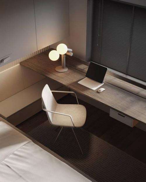 Интерьер просторной спальни в минималистичном стиле. 04