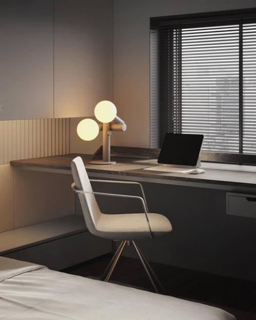 Интерьер просторной спальни в минималистичном стиле. 05