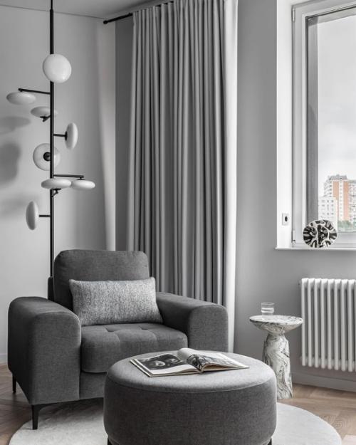 Однокомнатная квартира в монохромном оформлении. 08