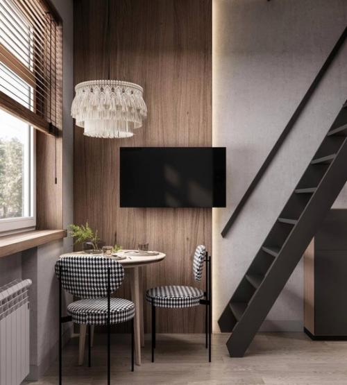 Двухуровневые апартаменты в стильном тёмном оформлении нравится такое решение? 07