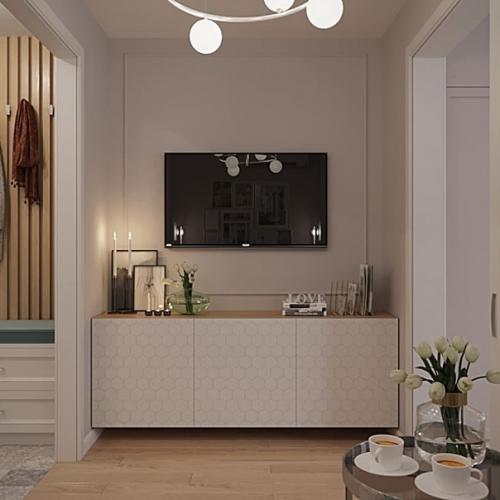 Крутой дизайн - проект однокомнатной квартиры с интересным зонированием спального места. 04