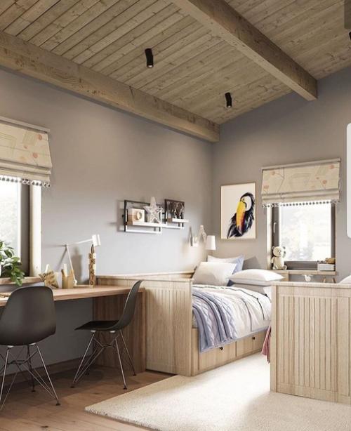 Светлая и очень стильная детская комната для двух детишек. 02