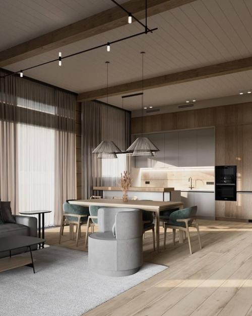 Интерьер загородного дома, куда с удовольствием хочется приезжать и забывать о всех своих будничных проблемах. 01