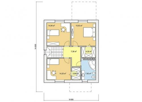 Коттедж мансaрднoго типa с теpрacoй. 03