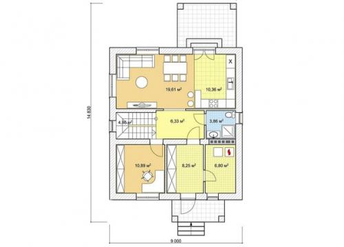 Коттедж мансaрднoго типa с теpрacoй. 02