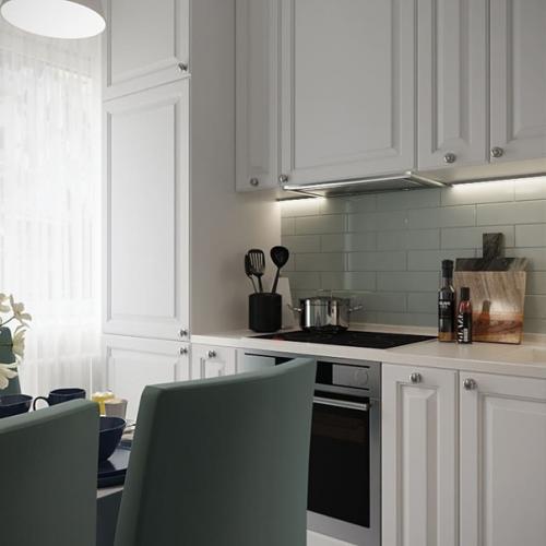 Крутой дизайн - проект однокомнатной квартиры с интересным зонированием спального места. 07