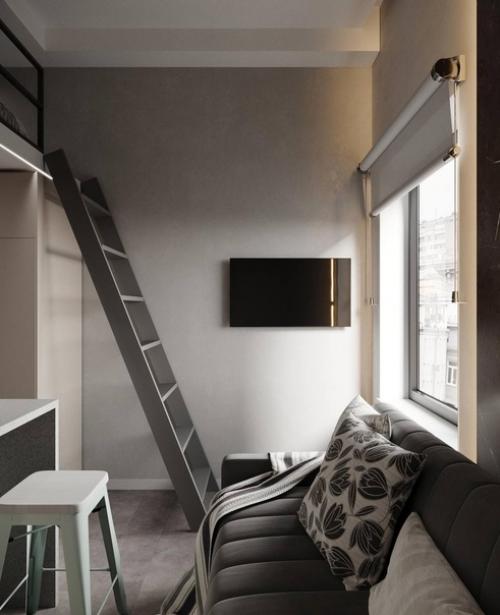 Двухуровневые апартаменты в стильном тёмном оформлении нравится такое решение? 04