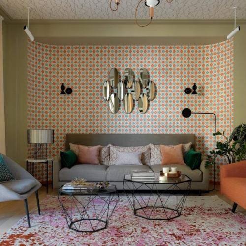 Модные обои для гостиной 2021 года - смелые сочетания. 04