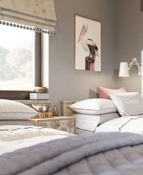 Светлая и очень стильная детская комната для двух детишек. 01