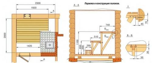 Основные размеры и схемы для правильного обустройства парилки в бане. 04 Основные размеры и схемы для правильного обустройства парилки в бане. 04