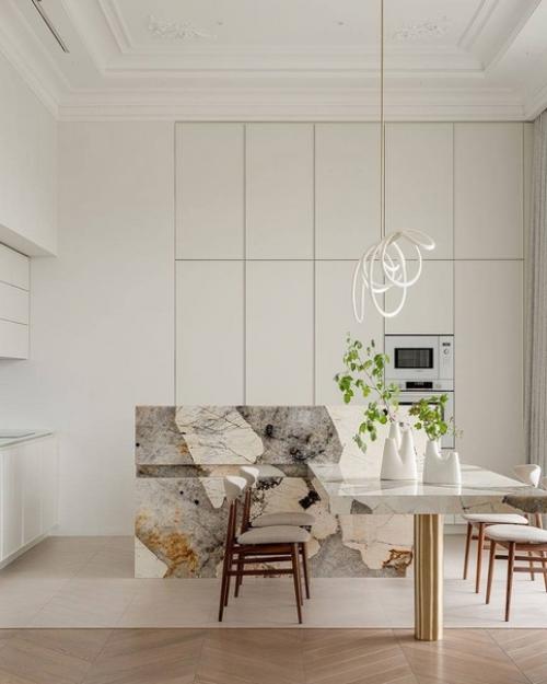 Лёгкий, воздушный, при этом роскошный интерьер квартиры, с натуральными материалами, современным дизайном и классической основой. 02