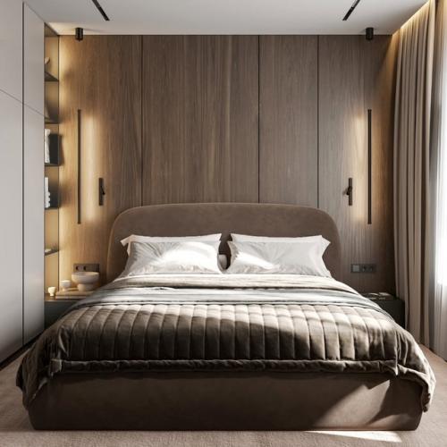 Десять кадров интерьера квартиры, площадью 66 квадратных метров в светло-бежевых тонах. 06