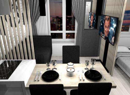 Дизайн квартиры - студии в современном стиле. 03