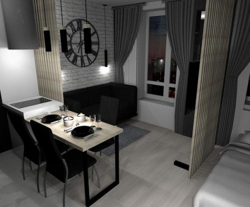 Дизайн квартиры - студии в современном стиле. 02